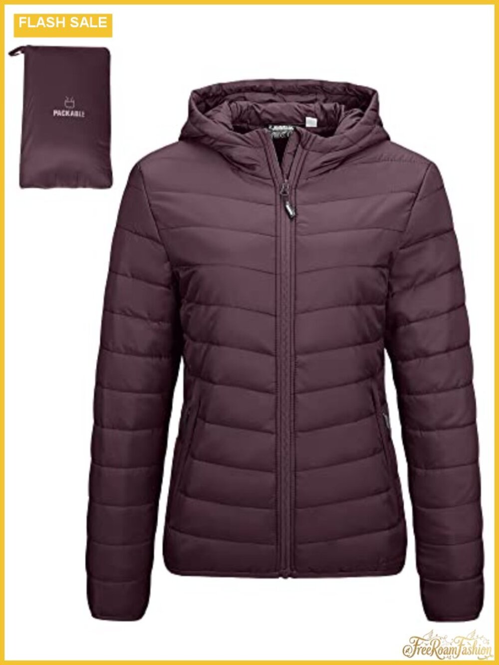 Women's Packable Lightweight Puffer Jacket Hooded Quilted Winter Coat